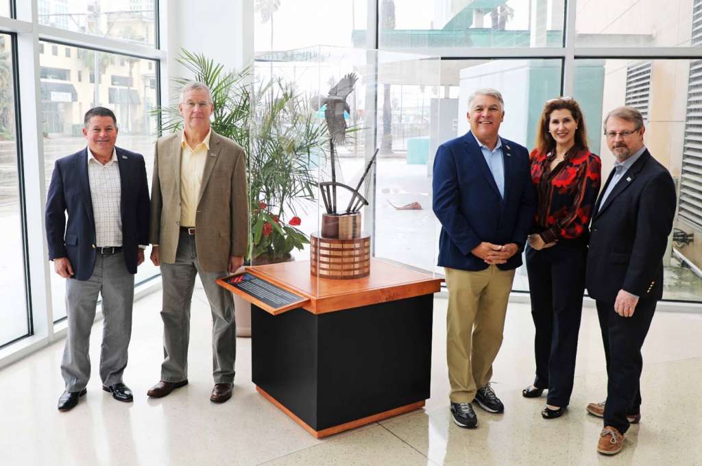 From left to right: Col. Donald J. Barnes (USAFR), Mag. Gen. Lawrence M. Martin, Jr. (USAFR), Paul Anderson, President/CEO Port Tampa Bay, Donna Segal Huneycutt, President and COO at WWC Global, Tim Jones, President TBDA